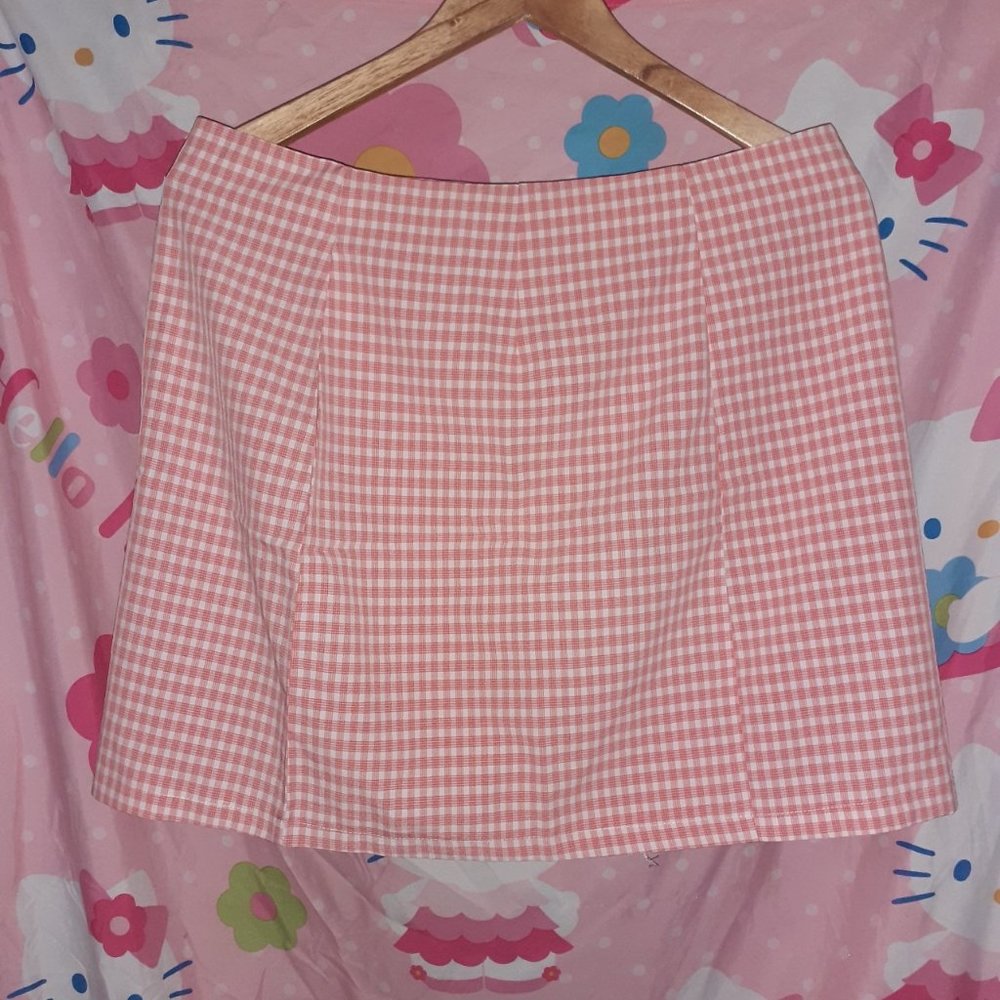 Pink Gingham Skirt SHEIN (L/XL) - Picture 1 of 2